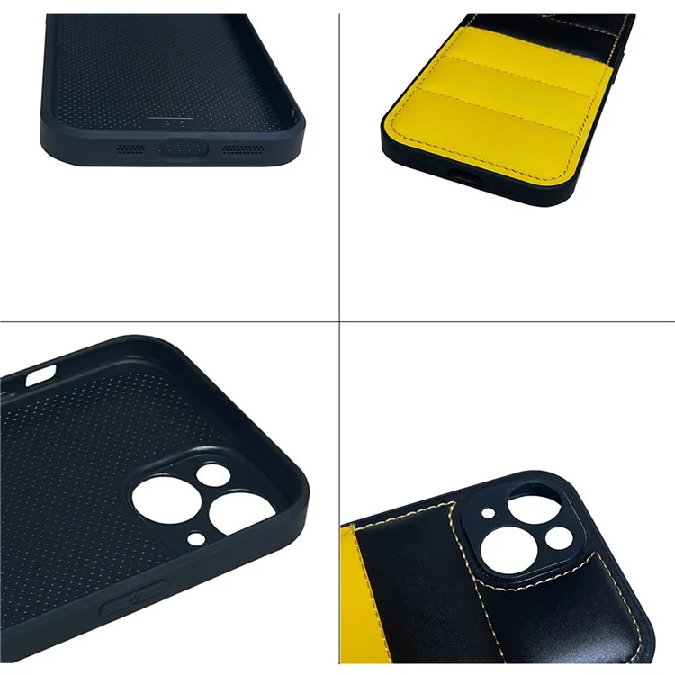 Для Iphone 16 Pro Max Case Case Anti-Scratch Down Jacket pu Leather+TPU Phone Cover - Серебро
