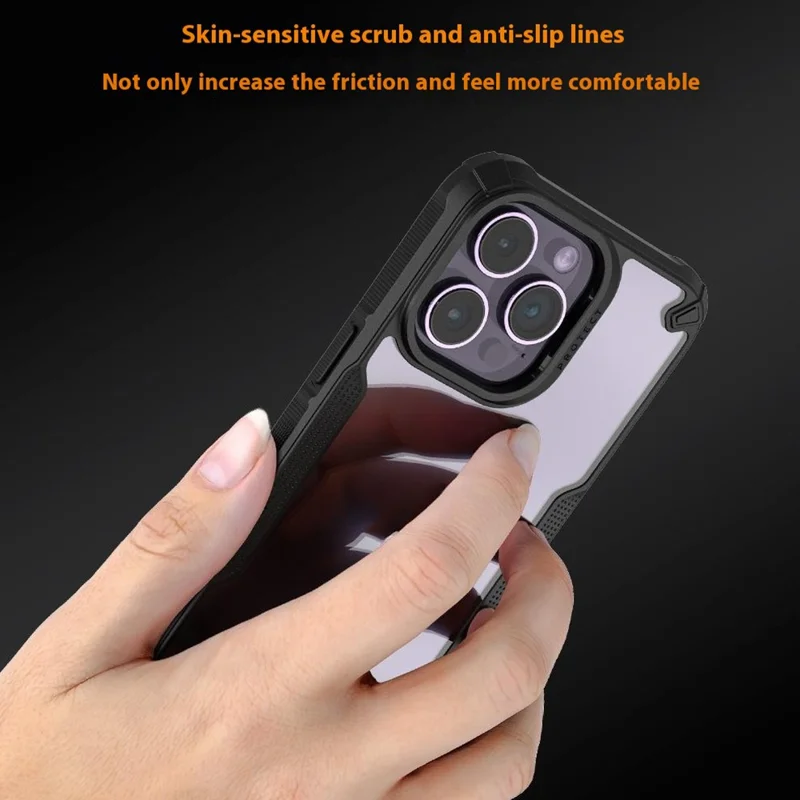 Voor iPhone 16 Pro hoesje PC+TPU telefoonhoesje tegen vallen - Zwart