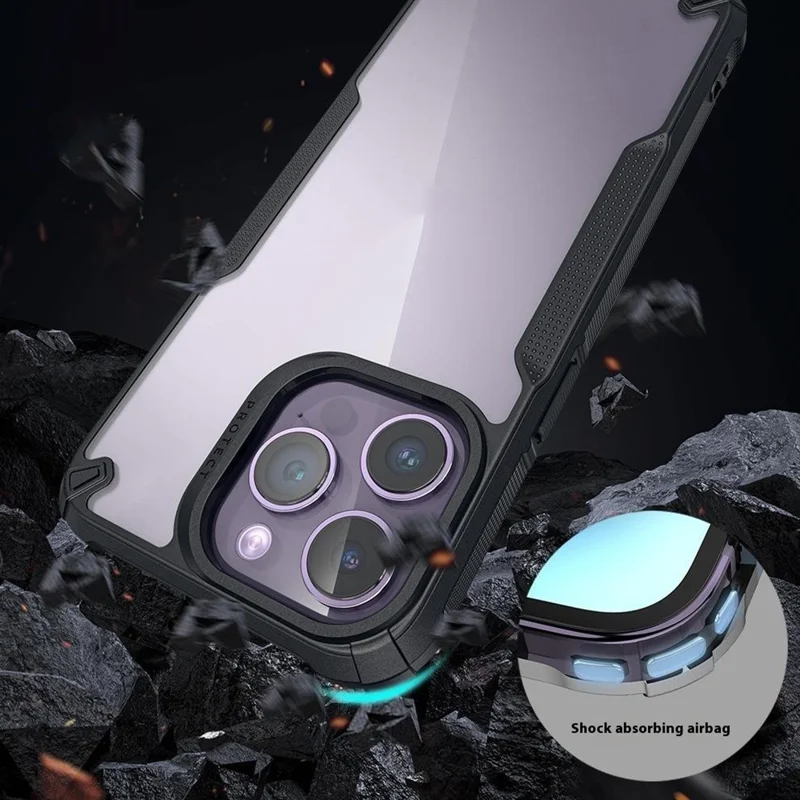 Voor iPhone 16 Pro hoesje PC+TPU telefoonhoesje tegen vallen - Zwart