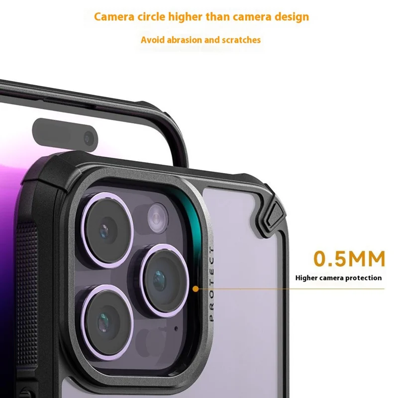 Voor iPhone 16 Pro hoesje PC+TPU telefoonhoesje tegen vallen - Zwart