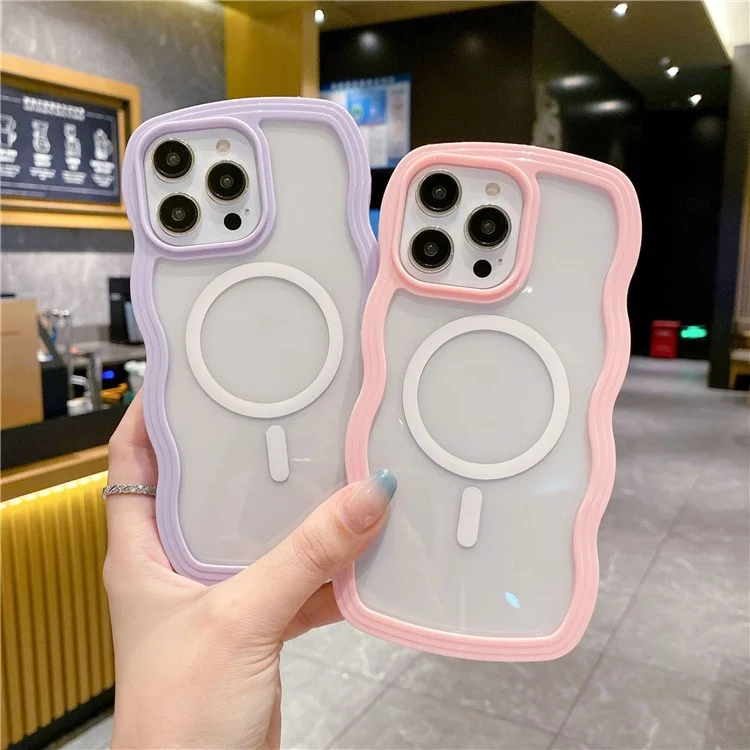 Für Das Iphone 16 Pro Case Kompatibel Mit Magsafe PC + TPU Wavy Edge Protective Cover - Blau