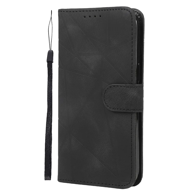 Para Iphone 16 Pro Stand Case Pattern Patrón de Cuero Tapa Del Teléfono - Negro
