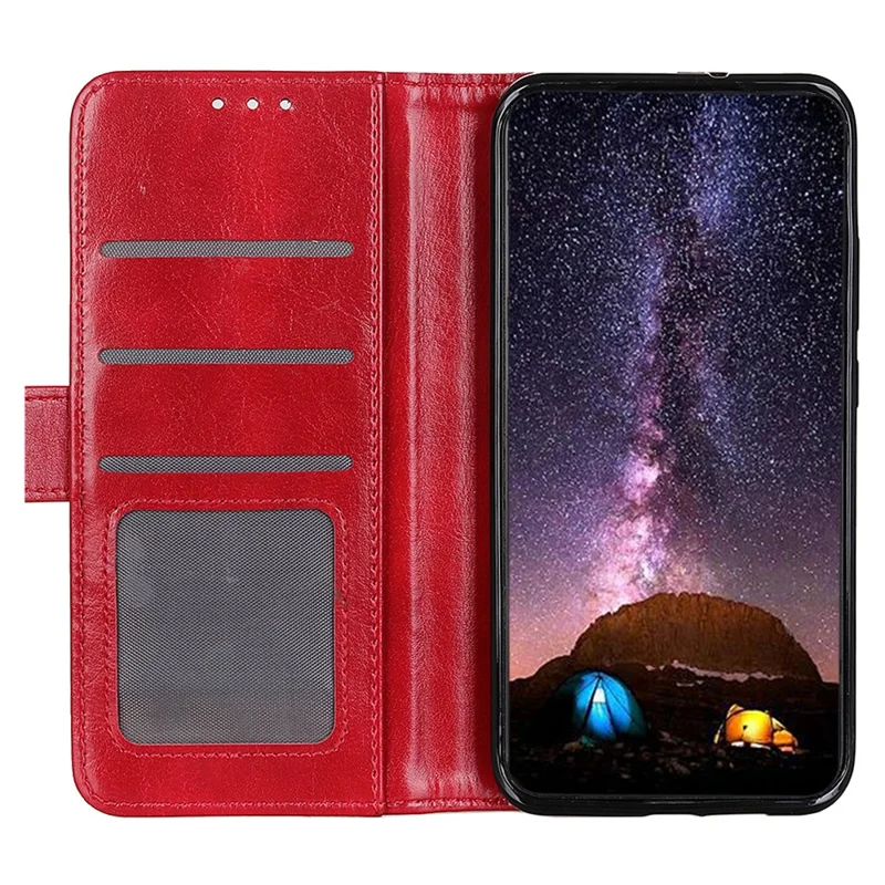 For Xiaomi 14T Pro Case Crazy Horse Texture PU Leather Phone Stand Cover - Red