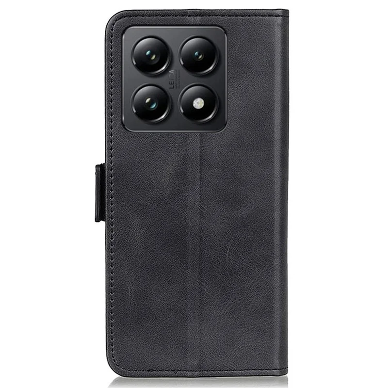 For Xiaomi 14T Case Stand Cowhide Texture PU Leather Phone Cover - Black