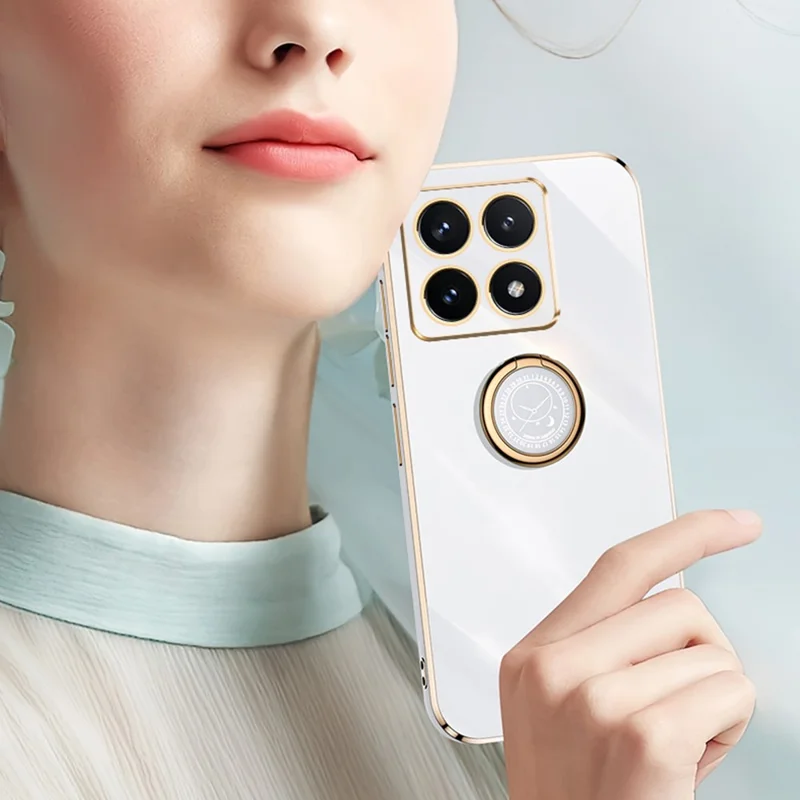 XINLI Per Xiaomi 14T Pro Case Ring Kickstand Elettroplaccatura TPU Cover Telefonica - Ciano