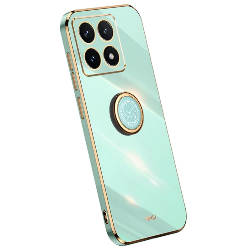 XINLI Pour Xiaomi 14T Étui Anneau Support Électroplaté Coque de Téléphone TPU - Cyan