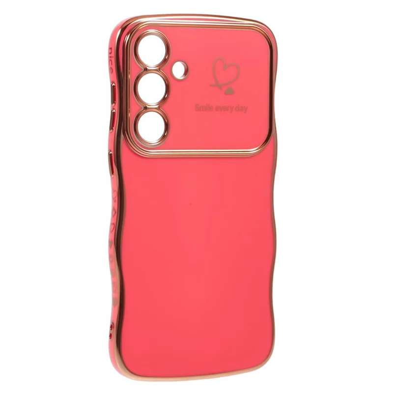 For Samsung Galaxy S24+ Case Love Hearts TPU Phone Cover Curly Wave Frame Large Window - Rose