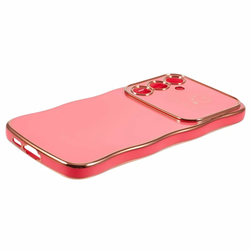 For Samsung Galaxy S24+ Case Love Hearts TPU Phone Cover Curly Wave Frame Large Window - Rose