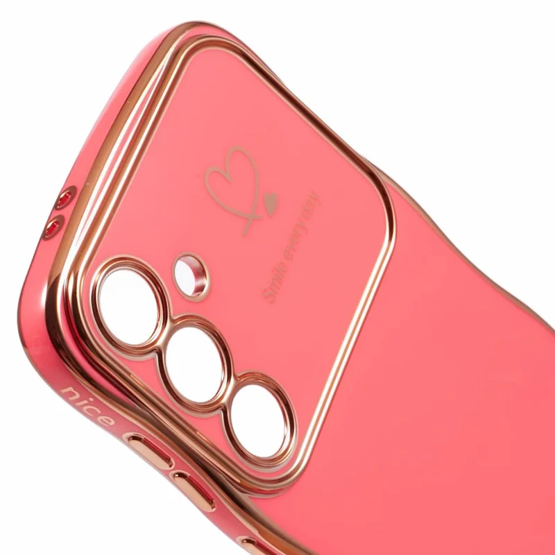For Samsung Galaxy S24+ Case Love Hearts TPU Phone Cover Curly Wave Frame Large Window - Rose
