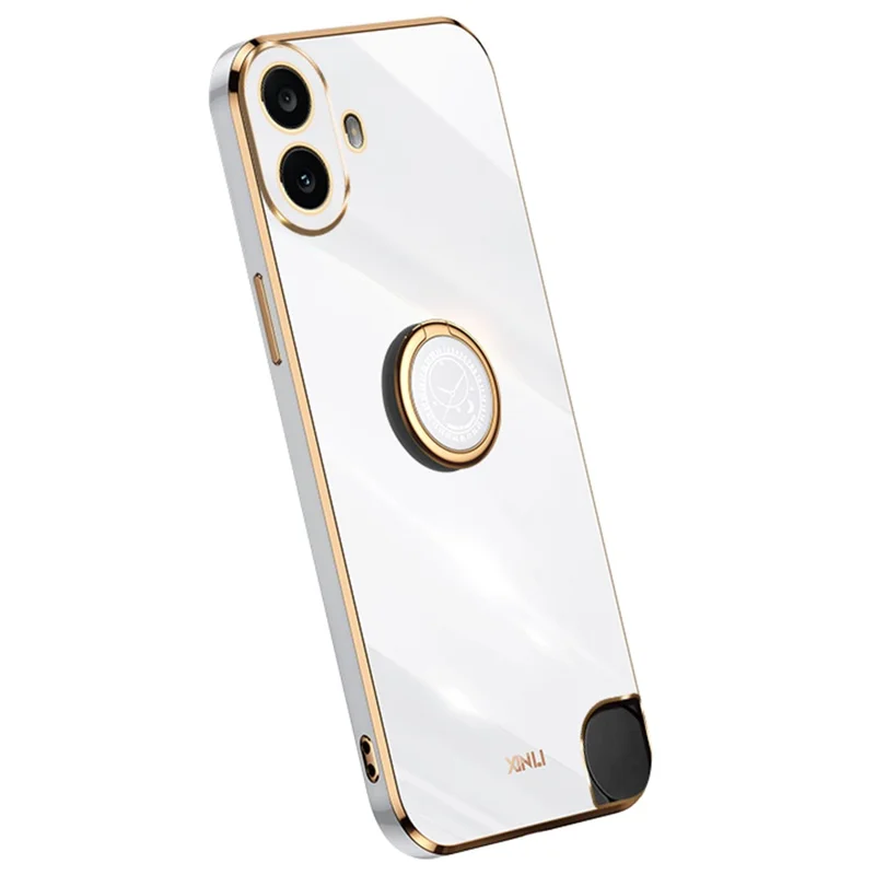 XINLI For Nothing CMF Phone 1 Case Ring Kickstand Electroplating TPU Phone Cover - White