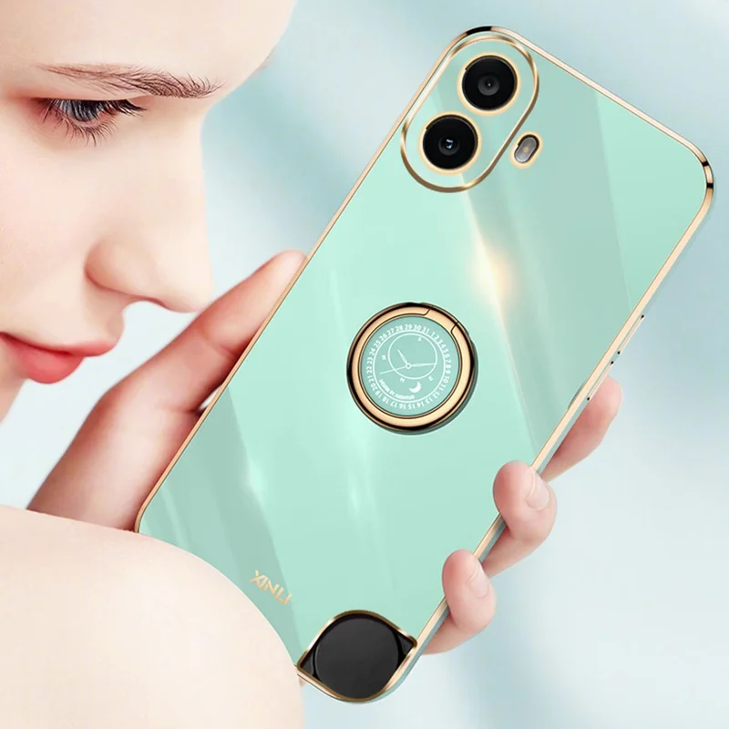 XINLI For Nothing CMF Phone 1 Case Ring Kickstand Electroplating TPU Phone Cover - White