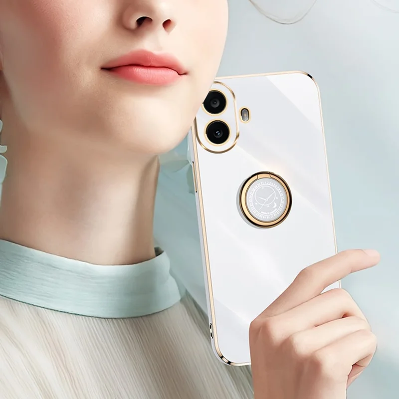 XINLI For Nothing CMF Phone 1 Case Ring Kickstand Electroplating TPU Phone Cover - White