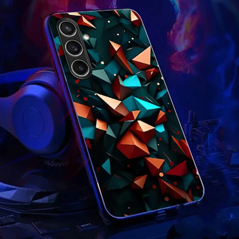 Para Samsung Galaxy A16 Case Call Flash Serie Patrón Impresión de Vidrio Templado + TPU Case de Teléfono Combo - Patrón de Diamantes Colorido