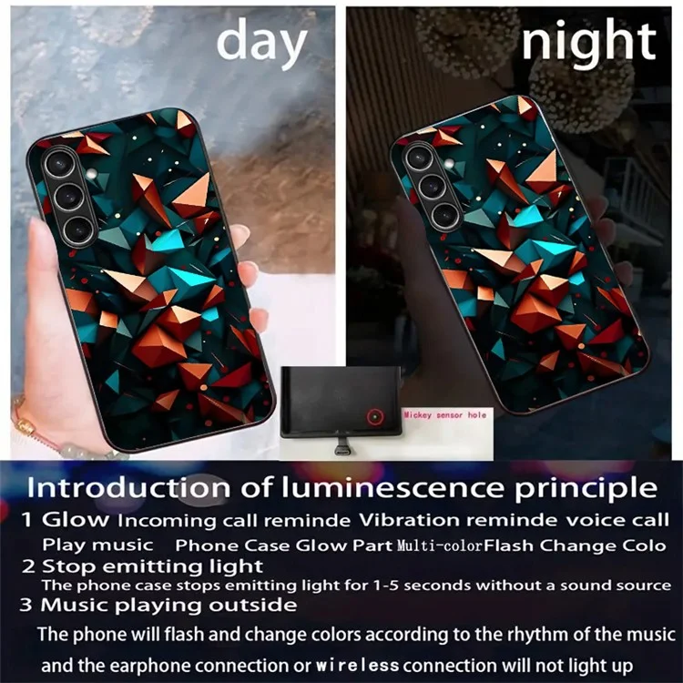 For Samsung Galaxy A25 5G (Global) Case Call Flash Series Pattern Printing Tempered Glass + TPU Combo Phone Case - Colorful Diamond Pattern