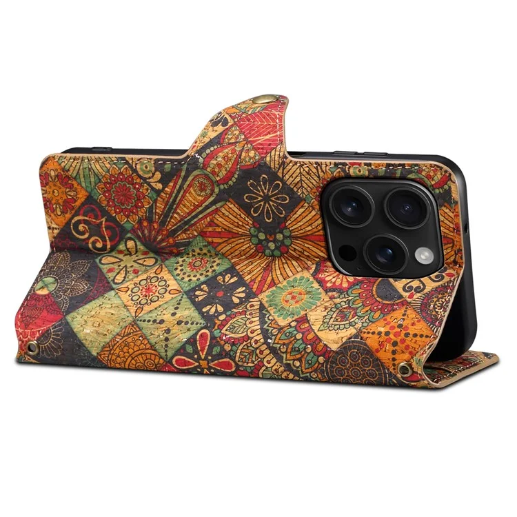Für iPhone 16 Pro Case Flower Printing Stand PU Leather Protective Phone Cover - Herbst