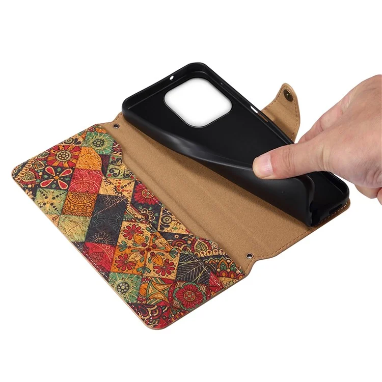 Für iPhone 16 Pro Case Flower Printing Stand PU Leather Protective Phone Cover - Herbst
