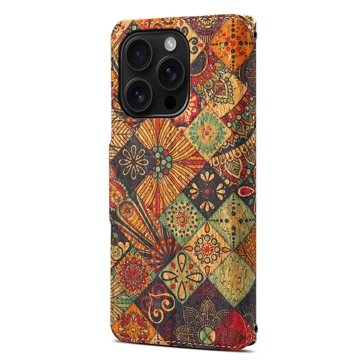 Für iPhone 16 Pro Case Flower Printing Stand PU Leather Protective Phone Cover - Herbst