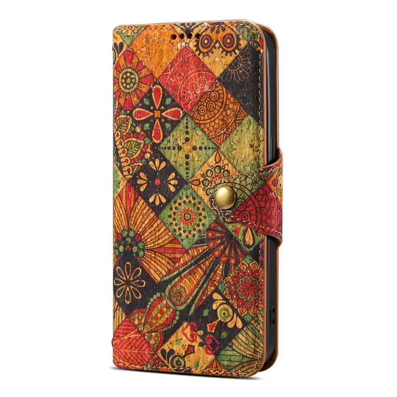 For iPhone 16 Plus Case Flower Printing Stand PU Leather Protective Phone Cover - Autumn