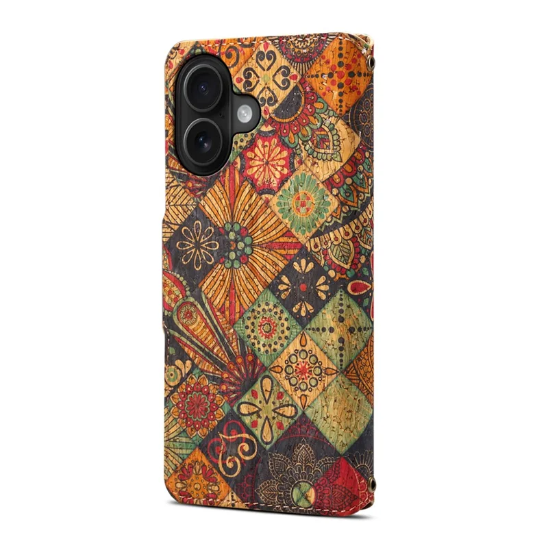 For iPhone 16 Plus Case Flower Printing Stand PU Leather Protective Phone Cover - Autumn