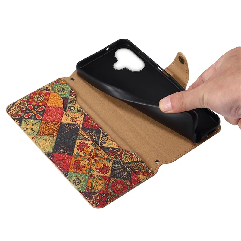 For iPhone 16 Case Flower Printing Stand PU Leather Protective Phone Cover - Autumn