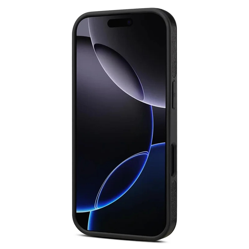 Denior Para Iphone 16 Pro Max Case Giratoria Rotación de Pata de Patada Magnética Greena de Cuero de Vaca Genuina - Negro