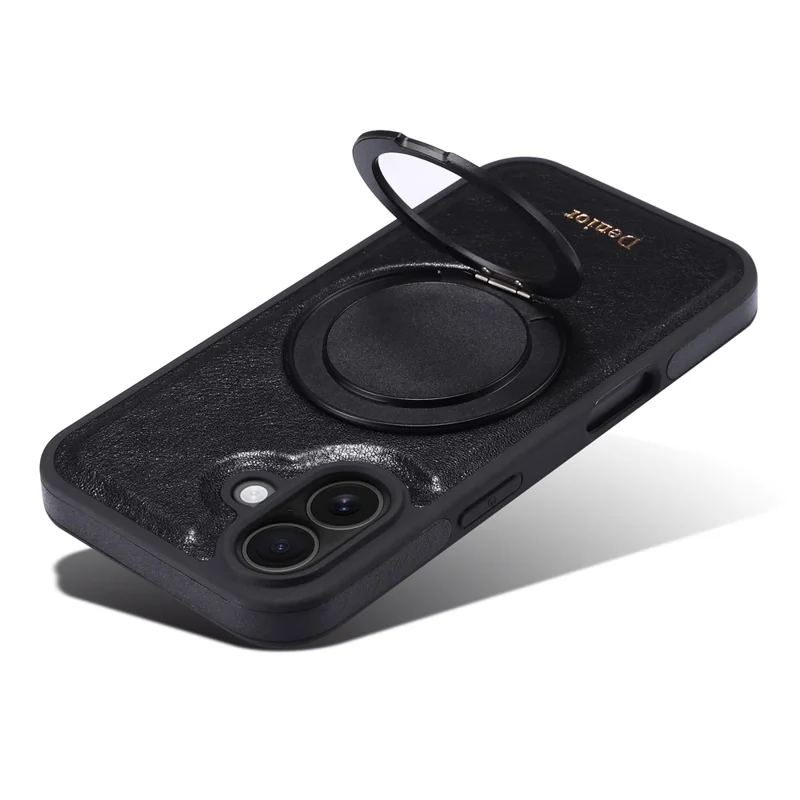 Отрицание Для Iphone 16 Plus Case Rowting Magnetic Kickstand Подличная Кожаная Кожаная Крышка Задняя Крышка - Черный