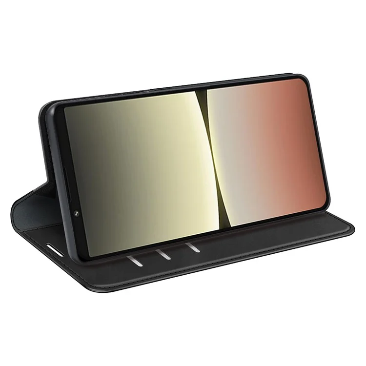 For Sony Xperia 5 IV 5G Skin-touch Feeling PU Leather Case Magnetic Auto Closing Book Style Stand Wallet Phone Cover - Black