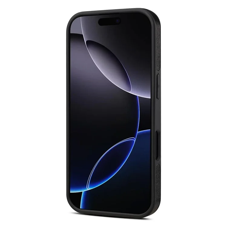 Отрицание Для Iphone 16 Case Roving Magnetic Kickstand Подлинная Кожаная Кожаная Обложка - Черный
