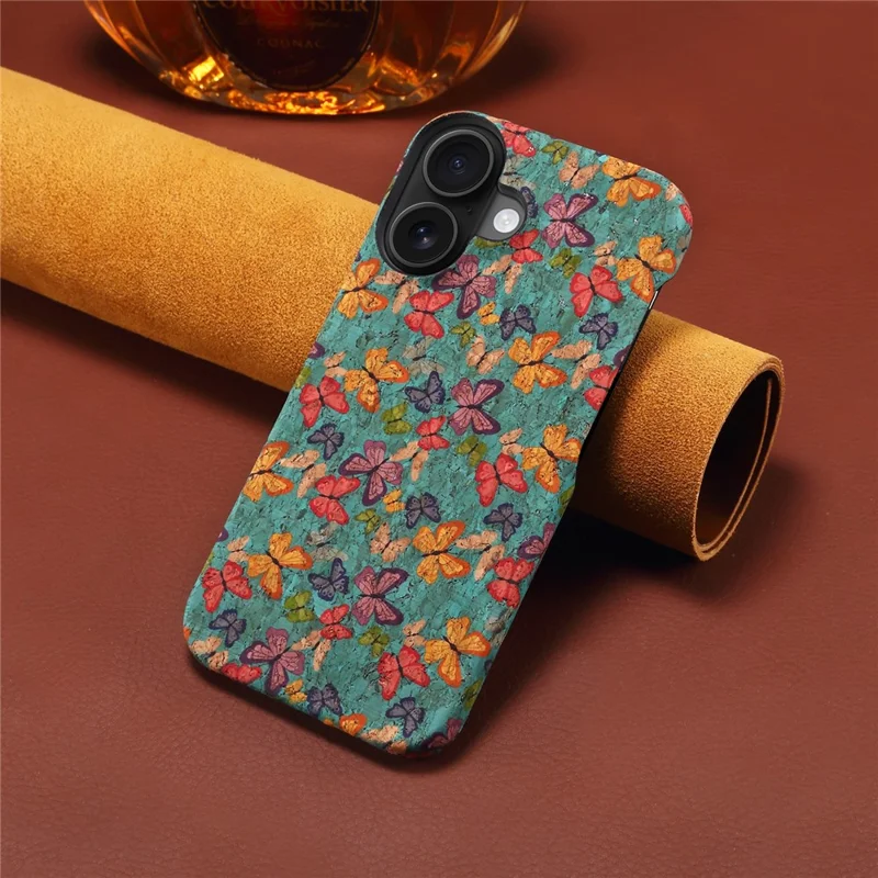 Denior Pour Iphone 16 Plus Motif de Boîtier Imprimé en Cuir PU + Couverture de Téléphone pc - Bleu