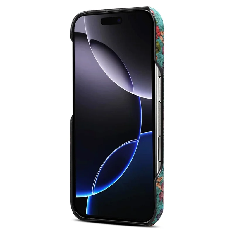 Denior Pour Iphone 16 Pro Motif de Boîtier Imprimé en Cuir PU + Couverture de Téléphone pc - Bleu