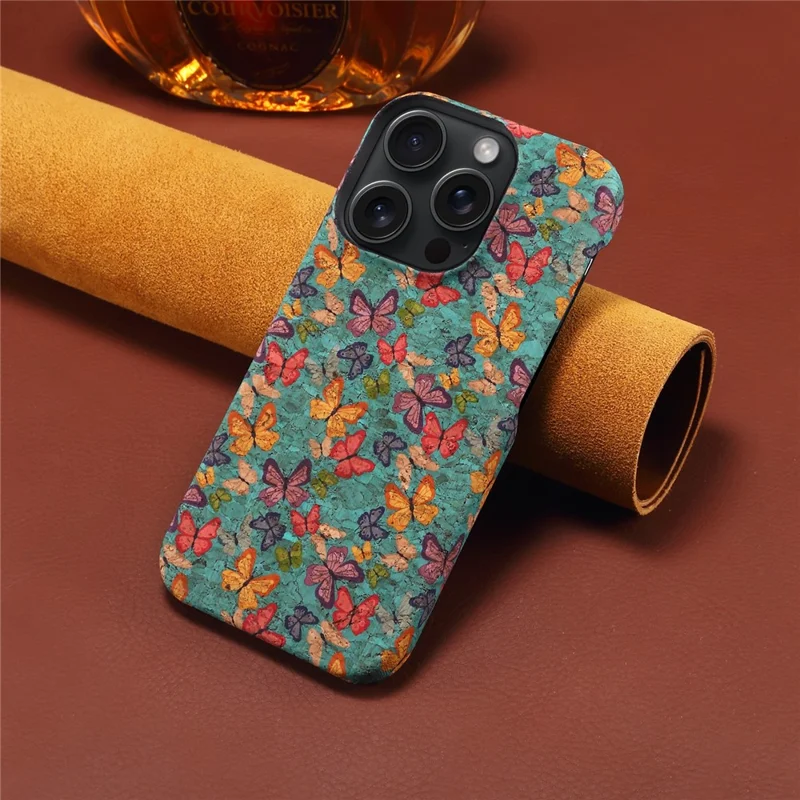 Denior Pour Iphone 16 Pro Motif de Boîtier Imprimé en Cuir PU + Couverture de Téléphone pc - Bleu