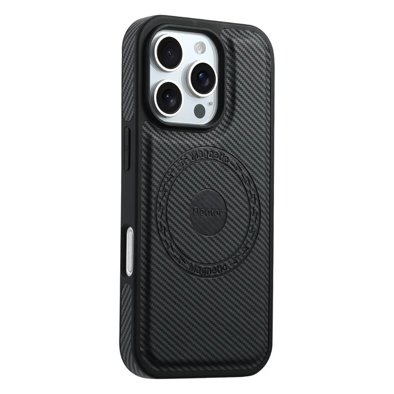 Denior Para Iphone 16 Pro Max Case Compatible Con Magsafe Carbon Fiber Texture Cuero Tapa Trasera - Negro