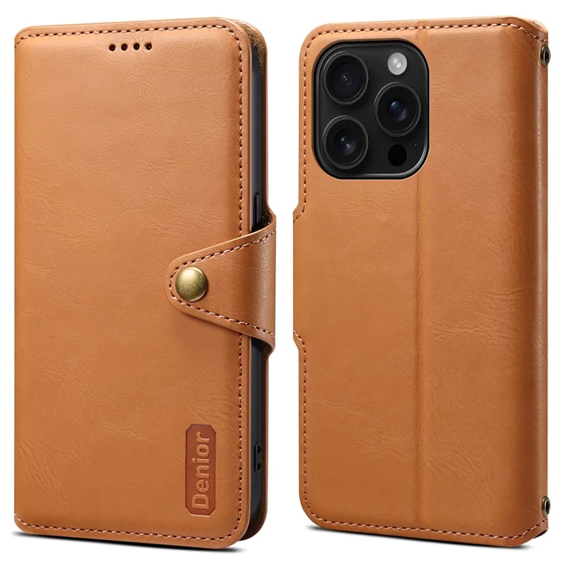 Denior Per Iphone 16 Pro Max Case Wallet Copertina di Telefono in Pelle di Cuoio in Pelle - Cachi