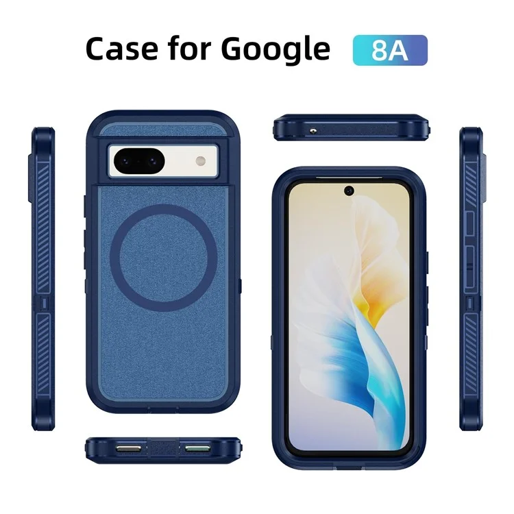 Для Google Pixel 8a Case Matte Tpu+пк Обратно Защищенная Телефонная Крышка Телефонного Телефона, Совместимая с Magsafe - Королевский Синий + Синий