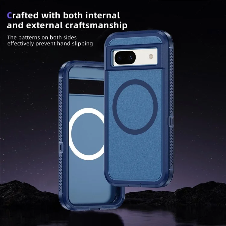 Для Google Pixel 8a Case Matte Tpu+пк Обратно Защищенная Телефонная Крышка Телефонного Телефона, Совместимая с Magsafe - Королевский Синий + Синий