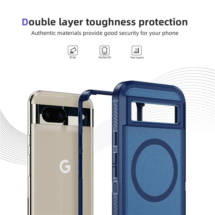 Для Google Pixel 8a Case Matte Tpu+пк Обратно Защищенная Телефонная Крышка Телефонного Телефона, Совместимая с Magsafe - Королевский Синий + Синий