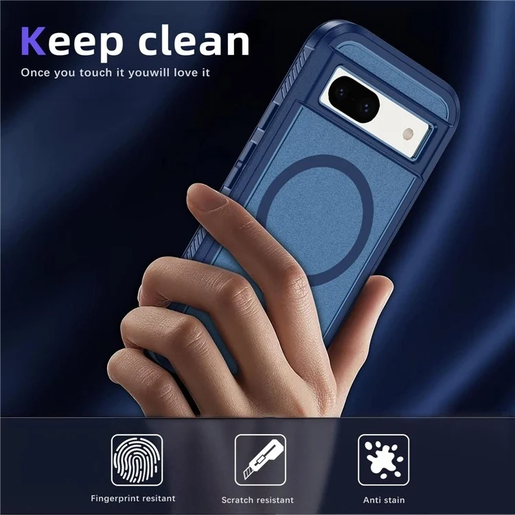Для Google Pixel 8a Case Matte Tpu+пк Обратно Защищенная Телефонная Крышка Телефонного Телефона, Совместимая с Magsafe - Королевский Синий + Синий