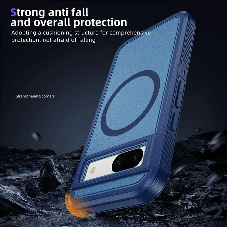Для Google Pixel 8a Case Matte Tpu+пк Обратно Защищенная Телефонная Крышка Телефонного Телефона, Совместимая с Magsafe - Королевский Синий + Синий