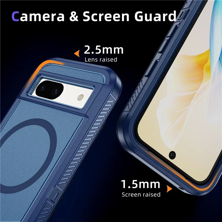 Для Google Pixel 8a Case Matte Tpu+пк Обратно Защищенная Телефонная Крышка Телефонного Телефона, Совместимая с Magsafe - Королевский Синий + Синий