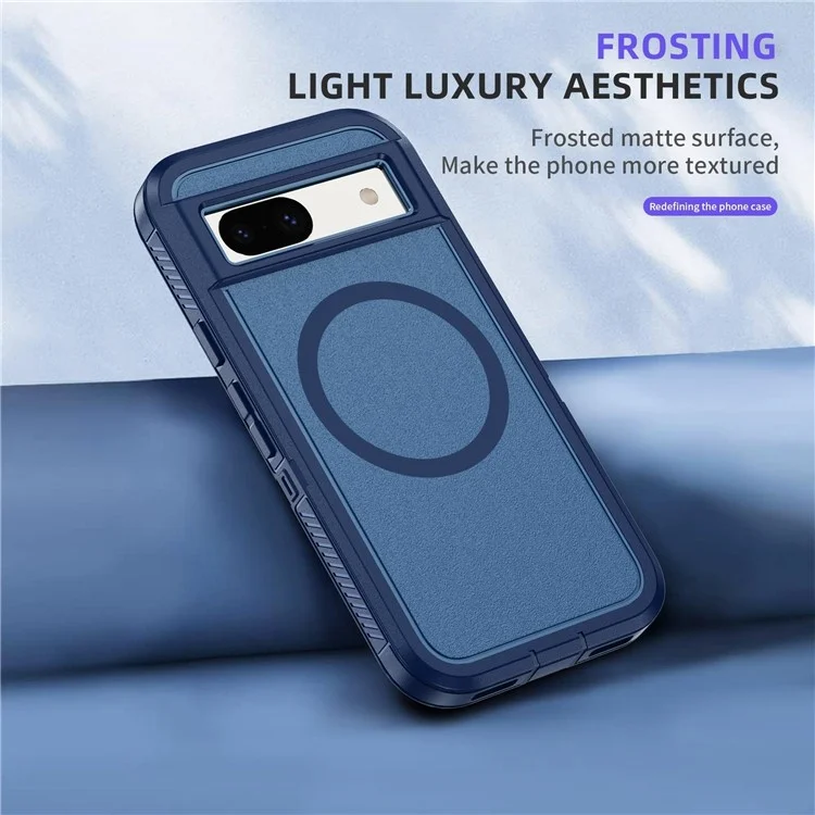 Для Google Pixel 8a Case Matte Tpu+пк Обратно Защищенная Телефонная Крышка Телефонного Телефона, Совместимая с Magsafe - Королевский Синий + Синий