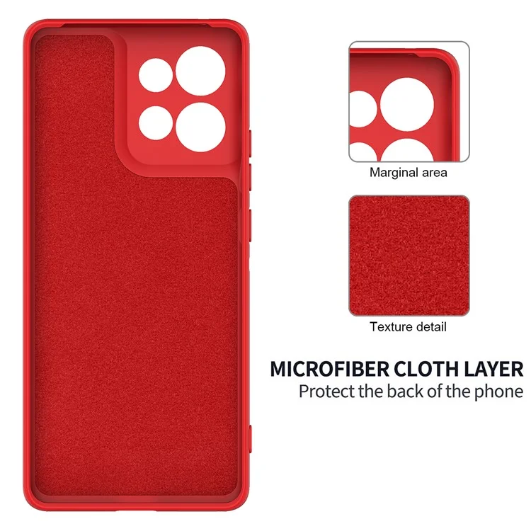 Für Motorola Edge 50 5G Hülle Flüssig Silikon Anti-kratzer-telefonabdeckung Mit Handriemen - Rot