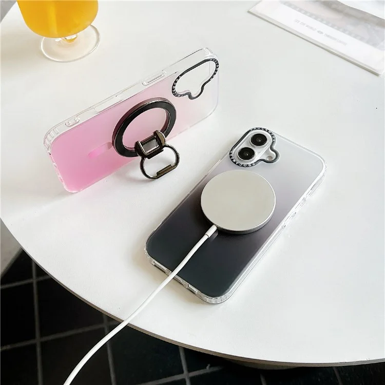 Para Iphone 16 Case Compatível Com MagSafe IMD Gradiente Matte Hard PC Tone - Cinza