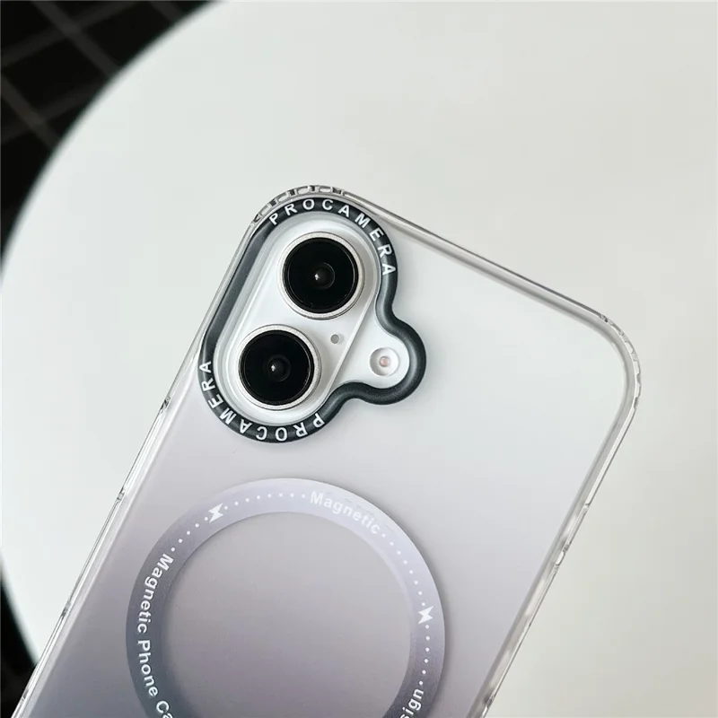 Pour Iphone 16 Plus Case Compatible Avec Magsafe IMD Matte Gradient Hard PC Phone Cover - Gris