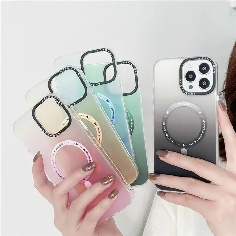 Для Iphone 16 Pro Case, Совместимый с Magsafe IMD Matte Gradient Hard pc Phone Cope Phone - Серый