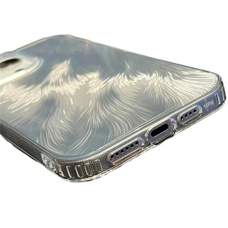 For iPhone 16 Pro Max Case Fox Tail Pattern Hot Stamping Electroplating Soft TPU Phone Shell - Silver