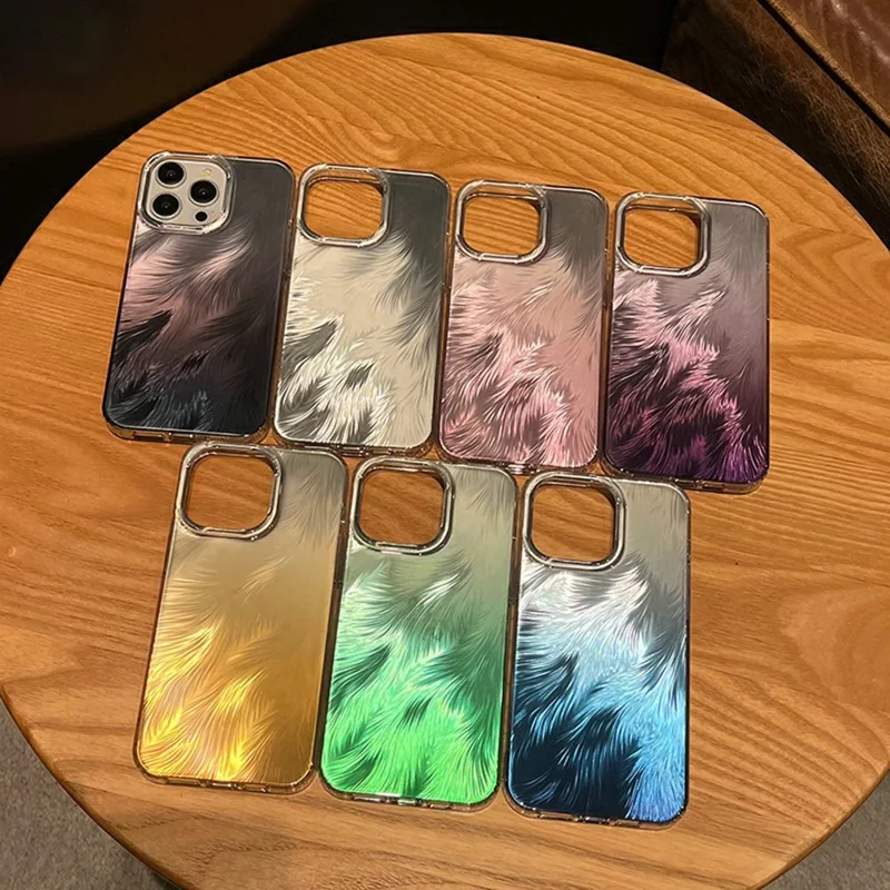 For iPhone 16 Pro Max Case Fox Tail Pattern Hot Stamping Electroplating Soft TPU Phone Shell - Silver