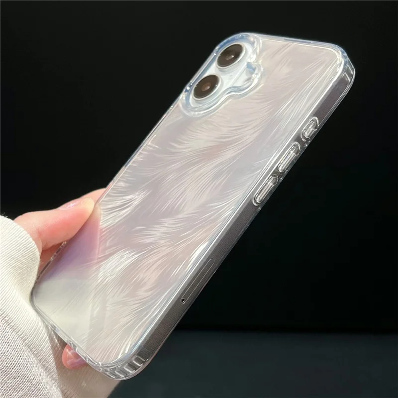 For iPhone 16 Case Fox Tail Pattern Hot Stamping Electroplating Soft TPU Phone Shell - Blue