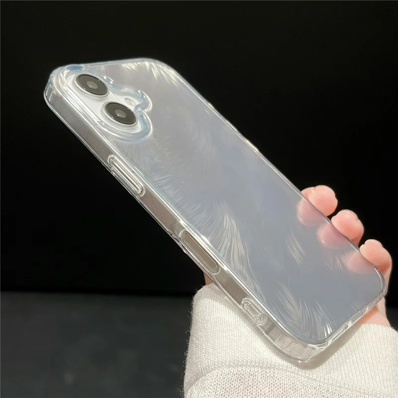 For iPhone 16 Case Fox Tail Pattern Hot Stamping Electroplating Soft TPU Phone Shell - Blue