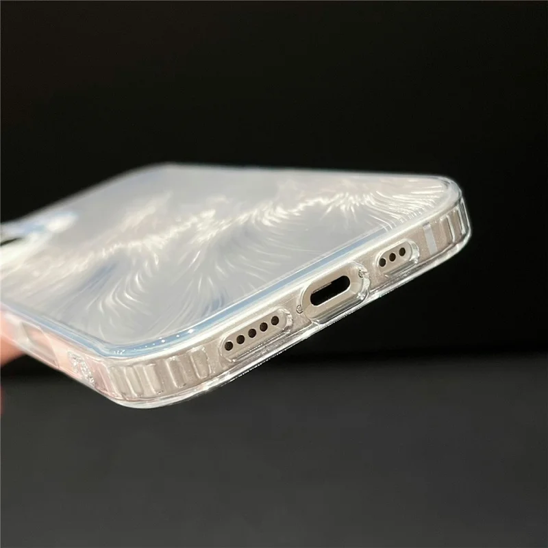 For iPhone 16 Case Fox Tail Pattern Hot Stamping Electroplating Soft TPU Phone Shell - Blue