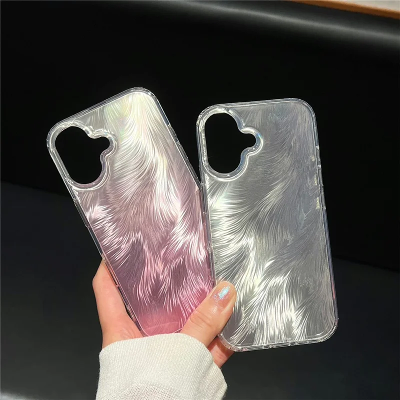 For iPhone 16 Case Fox Tail Pattern Hot Stamping Electroplating Soft TPU Phone Shell - Blue